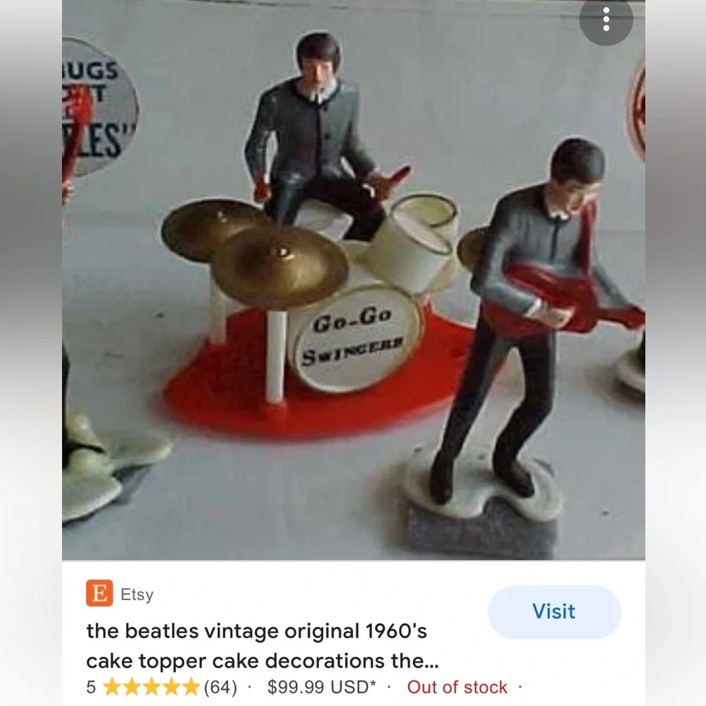 Vintage 60’s WILTON Go-Go BEATLES Swingers Plastic Cake Toppers